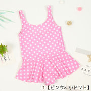 水着 ワンピースタイプ キッズ 子供用 女の子 スイムウェア 袖なし ノースリーブ フリル ドット 水玉 チェック イラスト 虹 おしゃれ かわいい オールインワン 夏 プール 海 川 水遊び 海水浴 ビーチ 小学生 ピンク ブルー レッド
