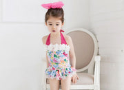 ワンピース水着 キッズ 子ども スイムウェア ワンピース スイミングキャップ付き 花 リボン 飾り 女の子 かわいい フリル 花柄 プール 海 かわいい おしゃれ