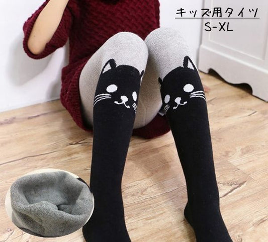 タイツ キッズ 子供用 こども用 厚手 ネコ 商品画像