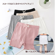 レギンス 3分丈 ペチパン キッズ ジュニア 子供 女の子 レッグウェア スパッツ リボン リブ メロウフリル 無地 シンプル ウエストゴム お洒落 着回し かわいい おしゃれ 普段使い デイリー 子供服 女児