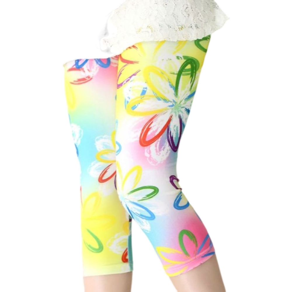 レギンス スパッツ 7分丈 子供服 キッズ 女の子 フラワー×レインボー バリエーション画像