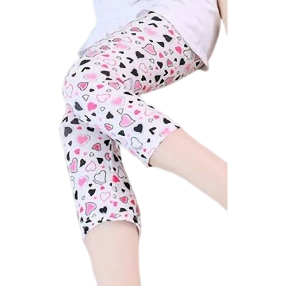 レギンス スパッツ 7分丈 子供服 キッズ 女の子 ハート×ブラック バリエーション画像