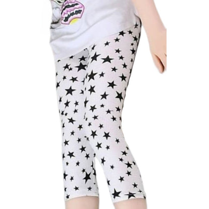 レギンス スパッツ 7分丈 子供服 キッズ 女の子 スター×ホワイト バリエーション画像