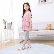 レギンス スパッツ 7分丈 子供服 キッズ 女の子 リボン メロウフリル 無地 レギパン レギンスパンツ 薄手 春夏 可愛い
