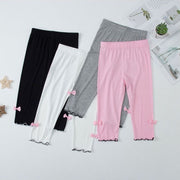 レギンス スパッツ 7分丈 子供服 キッズ 女の子 リボン メロウフリル 無地 レギパン レギンスパンツ 薄手 春夏 可愛い