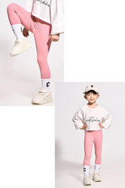 レギンス スパッツ ボトムス 9分丈 7分丈 5分丈 キッズ ジュニア 子供 服 子ども こども 女の子 女児 ハイウエスト 動きやすい カジュアル 無地 単色 ストレッチ 伸縮性 シンプル スポーツ 110 120 130 140 150 160cm