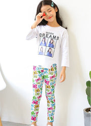 レギンス スパッツ 子供服 キッズ ジュニア 女の子 レッグウェア レギパン ウエストゴム フィット感 花柄 ヒョウ柄 蝶 冷え対策 カジュアル 可愛い おしゃれ お出掛け 子ども服 女子 小学生 中学生 高学年
