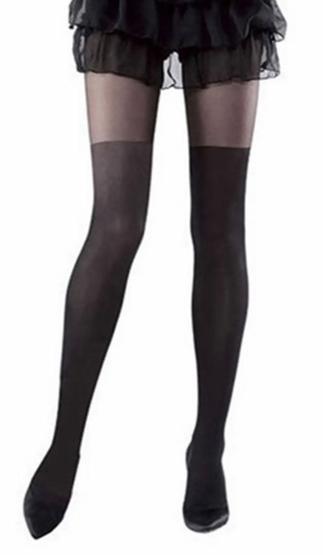 パンティストッキング ニーハイ風パンスト フェイクニーハイ ストッキング レディース レッグウエア 女性用 婦人用 タイツ ブラック おしゃれ