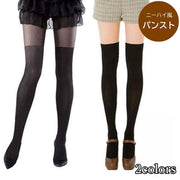 パンティストッキング ニーハイ風パンスト フェイクニーハイ ストッキング レディース レッグウエア 女性用 婦人用 タイツ ブラック おしゃれ