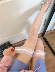ストッキング オーバーニー ニーハイソックス ハイソックス タイツ シースルー 透け ロリータ 可愛い セクシー