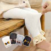 レギンス スパッツ 子供用 キッズ ベビー 赤ちゃん 女の子 レッグウェア 10分丈 リボン レース リブ メロウ メロー 可愛い おしゃれ シンプルカラー 重ね着 おでかけ 通園 通学 秋冬