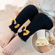 レギンス スパッツ 子供用 キッズ ベビー 赤ちゃん 女の子 レッグウェア 10分丈 リボン レース リブ メロウ メロー 可愛い おしゃれ シンプルカラー 重ね着 おでかけ 通園 通学 秋冬