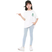 レギンス スパッツ キッズ ジュニア 女の子 女子 レッグウェア 子供服 9分丈 アンクル丈 通気性 伸縮性 シンプル 無地 単色