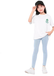 レギンス スパッツ キッズ ジュニア 女の子 女子 レッグウェア 子供服 9分丈 アンクル丈 通気性 伸縮性 シンプル 無地 単色
