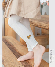 レギンス キッズ ベビー 子供服 女の子 レッグウェア 九分丈 アンクル丈 裾フリル リボン リブ 可愛い おしゃれ 冷え対策 カジュアル 着回し お出掛け 通園 通学 女子 こども服