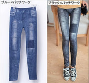 レギンス 9分丈 レディース ボトムス レギンスパンツ ロング丈 ジーンズ風 デニム風 青 黒 スキニー タイト ストレッチ フィット おしゃれ デイリー かっこいい 着回し お出かけ 部屋着 女の子 女性用 婦人用