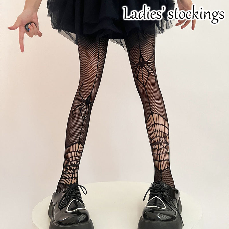 網タイツ レディース 女性用 コスプレ クモ 蜘蛛 くもの巣 レッグウェア パンティストッキング パンスト セクシー 黒 ブラック 透け感 シースルー コスチューム