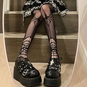 網タイツ レディース 女性用 コスプレ クモ 蜘蛛 くもの巣 レッグウェア パンティストッキング パンスト セクシー 黒 ブラック 透け感 シースルー コスチューム