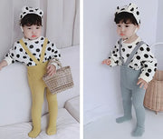 タイツ リブタイツ 子供服 ベビー 赤ちゃん 女の子 男の子 サスペンダー付き ハイウエスト 無地 シンプル ストッキング インナー 下着 ホワイト ブラック グレー ブルー ピンク カジュアル 着回し 合わせやすい 普段着 普段使い 子ども こども キッズ 幼児 乳児 男児 女児 S M L 0歳 1歳 2歳 3歳 春 秋 冬