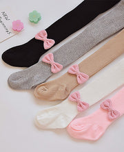 タイツ キッズ 子供服 ジュニア ベビー 女の子 レッグウェア あったか 防寒 単色 リボン かわいい