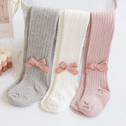 タイツ キッズ 子供服 ジュニア ベビー 女の子 レッグウェア あったか 防寒 単色 リボン かわいい