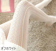 タイツ レース レディース 女性 婦人 レッグウェア ストッキング 透け感 模様入り ガーリー おしゃれ キュート シンプル かわいい 着回し ヘビロテ ベーシック ナチュラル お出かけ オフホワイト 黒