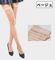 ガーターストッキング レディース 女性用 婦人用 レッグウェア オーバーニーストッキング ニーハイ 膝上丈 レース サイハイ 薄手 透け感 ライン ボーダーセクシー 太もも丈 靴下 普段着 コスプレ