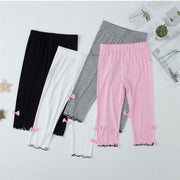 レギンス スパッツ キッズ ジュニア ベビー 子供用 女の子 服 ボトムス 七分丈 メロウフリル 裾フリル リボン 無地 単色 シンプル ガーリー かわいい キュート おしゃれ 子ども こども 女児