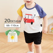 Tシャツ カットソー 半袖 ラウンドネック ベビー服 子供服 キッズ トップス プリント カジュアル 肩ボタン 可愛い 男の子 女の子 男児 女児 赤ちゃん ベビーウェア 幼児 児童 こども服 子ども服 子供用 73cm 80cm 90cm ボーダー柄 アニマル