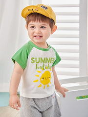 Tシャツ カットソー 半袖 ラウンドネック ベビー服 子供服 キッズ トップス プリント カジュアル 肩ボタン 可愛い 男の子 女の子 男児 女児 赤ちゃん ベビーウェア 幼児 児童 こども服 子ども服 子供用 73cm 80cm 90cm ボーダー柄 アニマル