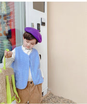 ベスト 子供服 キッズ ベビー ジュニア 女の子 男の子 フリース ボア トップス Vネック ジップアップ 前開き 無地 シンプル カジュアル おしゃれ 可愛い もこもこ 暖かい あったか 秋冬