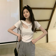 カットソー レディース 女性 婦人 半袖トップス トップス 大きいサイズ アシメネック アシンメトリー アシンメトリーネック 着回し シンプル おしゃれ カジュアル かわいい
