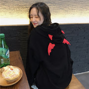 パーカー レディース 女性用 トップス フーディ スウェット プルオーバー 長袖 裏起毛 デビル ツノ 大きいサイズ ゆったり おしゃれ