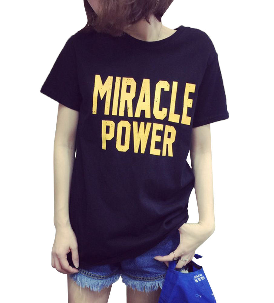 半袖Tシャツ レディース トップス クルーネック 女性用 ロゴ プリント ゆったり メンズライク シンプル ブラック ホワイト