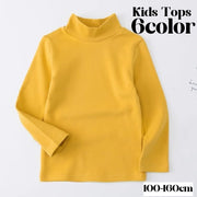 カットソー 長袖 キッズ ジュニア 子供 女の子 男の子 トップス ロングTシャツ ハイネック 無地 シンプル 着回し 重ね着