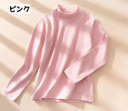 カットソー 長袖 キッズ ジュニア 子供 女の子 男の子 トップス ロングTシャツ ハイネック 無地 シンプル 着回し 重ね着