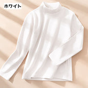 カットソー 長袖 キッズ ジュニア 子供 女の子 男の子 トップス ロングTシャツ ハイネック 無地 シンプル 着回し 重ね着