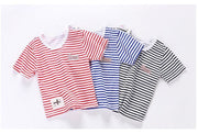 Tシャツ 子供用 女の子 男の子 女児 男児 キッズ 半袖 トップス ラウンドネック ストライプ プリント デザイン豊富 カジュアル 夏服