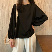 カットソー 長袖 レディース 女性 婦人服 トップス 大きいサイズ ラウンドネック 袖ゴム ドロップショルダー 単色 無地 トレーナー ブラウス シンプル 着回し ヘビロテ かわいい カジュアル おしゃれ 黒 紫 黄 白 ピンク 青 ワイン 緑