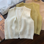 ベスト ニット 前開き レディース 女性用 トップス Vネック フロントボタン リブ 無地 ボタン おしゃれ ゆったり シンプル カジュアル 可愛い カラバリ豊富