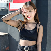ブラウス 長袖 レディース シースルー 透け感 チュール ハイネック トップス プルオーバー おしゃれ かわいい セクシー 上品 フェミニン ストライプ柄 ドット柄 水玉柄 星 スター 女性用 婦人用