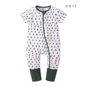 カバーオール 半袖 ベビー 赤ちゃん 新生児 キッズ 子供服 男の子 女の子 ダブルジップアップ つなぎ 長ズボン ペンギン ヒョウ柄 スイカ タンポポ ナチュラル 北欧風 イラスト プリント柄 総柄 おしゃれ かわいい 春 秋 夏 出産祝い ギフト お出かけ 部屋着 お祝い おしゃれ かっこいい 66 73 80 90 100