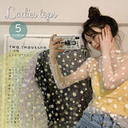 カットソー シースルー レディース 女性用 トップス 透け感 オーガンジー シアー 薄手 花柄 刺繍 ボトルネック かわいい おしゃれ ホワイト ブラック 白 黒