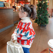 セーター ニット 長袖 キッズ 子供服 女の子 男の子 トップス タートルネック プルオーバー ジュニア ベビー 雪だるま ツリー 可愛い おしゃれ 防寒 寒さ対策 暖かい あったか 通園 通学 普段着 女子 男子 こども服