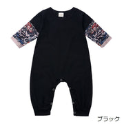 ロンパース カバーオール ベビー 赤ちゃん 男の子 女の子 子供服 新生児 長袖 丸首 ラウンドネック 股下 スナップ ボタン 無地 プリント カジュアル おしゃれ かわいい