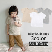 Tシャツ カットソー 子供 ベビー キッズ 半袖 無地 単色 シンプル ラウンドネック トップス カジュアル 子供服