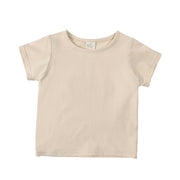 Tシャツ カットソー 子供 ベビー キッズ 半袖 無地 単色 シンプル ラウンドネック トップス カジュアル 子供服