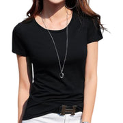 Tシャツ 半袖 レディース ラウンドネック Vネック 女性 単色 無地 シンプル 大きいサイズ プルオーバー カジュアル おしゃれ 春 夏 ホワイト 白 ブラック 黒 丸首 ソリッドカラー クルーネック 婦人服 普段着 着回し 定番