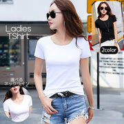 Tシャツ 半袖 レディース ラウンドネック Vネック 女性 単色 無地 シンプル 大きいサイズ プルオーバー カジュアル おしゃれ 春 夏 ホワイト 白 ブラック 黒 丸首 ソリッドカラー クルーネック 婦人服 普段着 着回し 定番