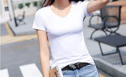 Tシャツ 半袖 レディース ラウンドネック Vネック 女性 単色 無地 シンプル 大きいサイズ プルオーバー カジュアル おしゃれ 春 夏 ホワイト 白 ブラック 黒 丸首 ソリッドカラー クルーネック 婦人服 普段着 着回し 定番